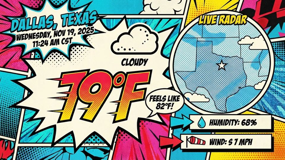 Nano Banana Pro pop-art weather card grounded in live facts